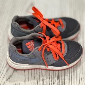 Kids Toddler Adidas Sneakers in Grey, White, and Orange, Size: 11.5